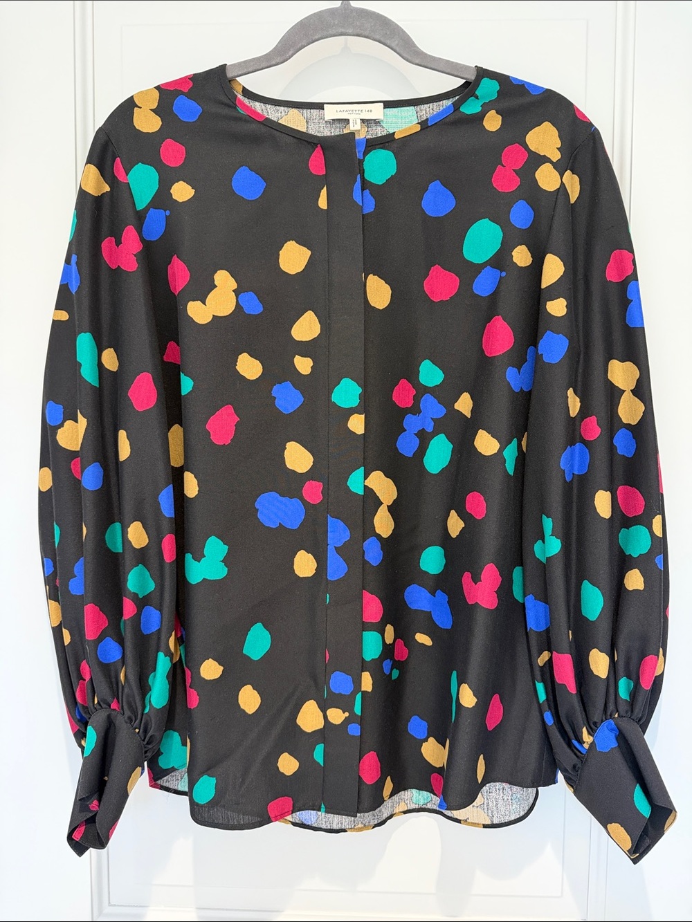 Lafayette 148 New York Sicilia Scatter Dot Print Silk Blouse